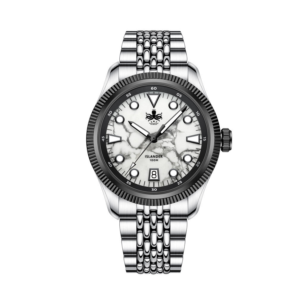 PHOIBOS x ISLANDER Delphinus White Turquoise Dial Watch #PY066