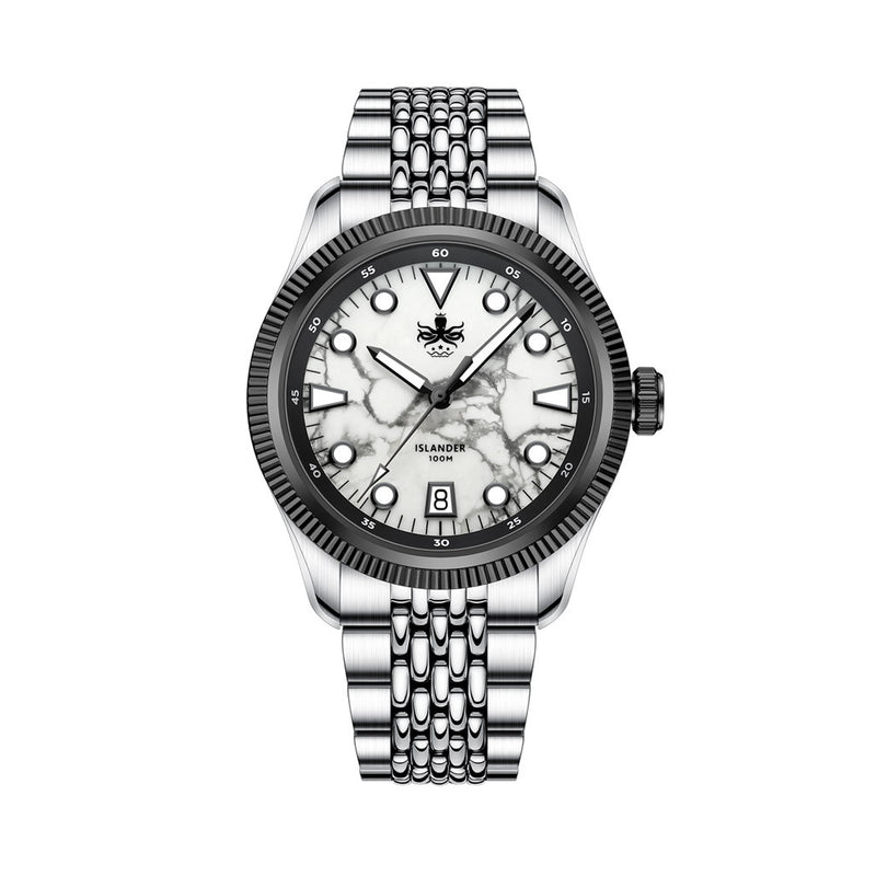 PHOIBOS x ISLANDER Delphinus White Turquoise Dial Watch #PY066-LIW11