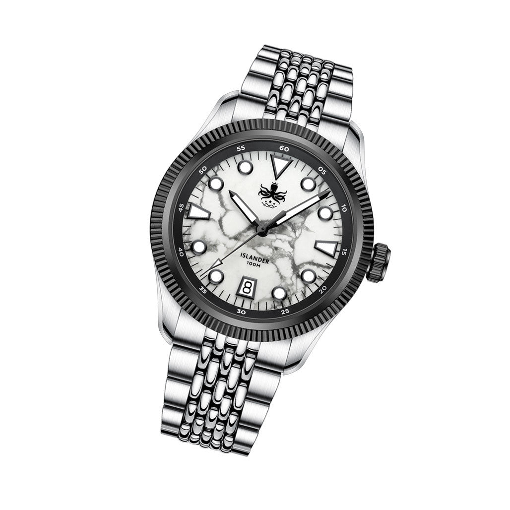 PHOIBOS x ISLANDER Delphinus White Turquoise Dial Watch #PY066