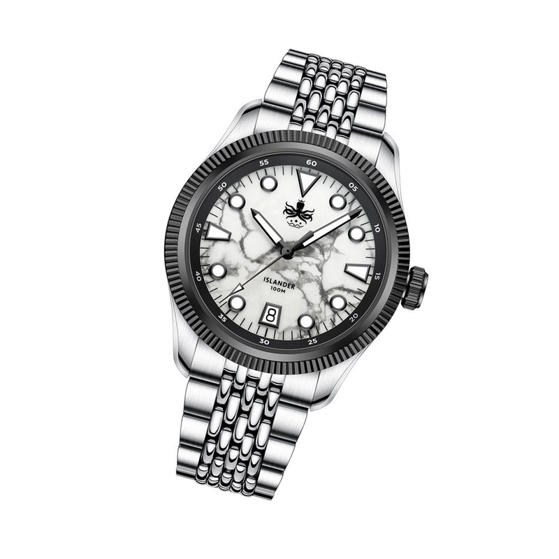 PHOIBOS x ISLANDER Delphinus White Turquoise Dial Watch #PY066-LIW11