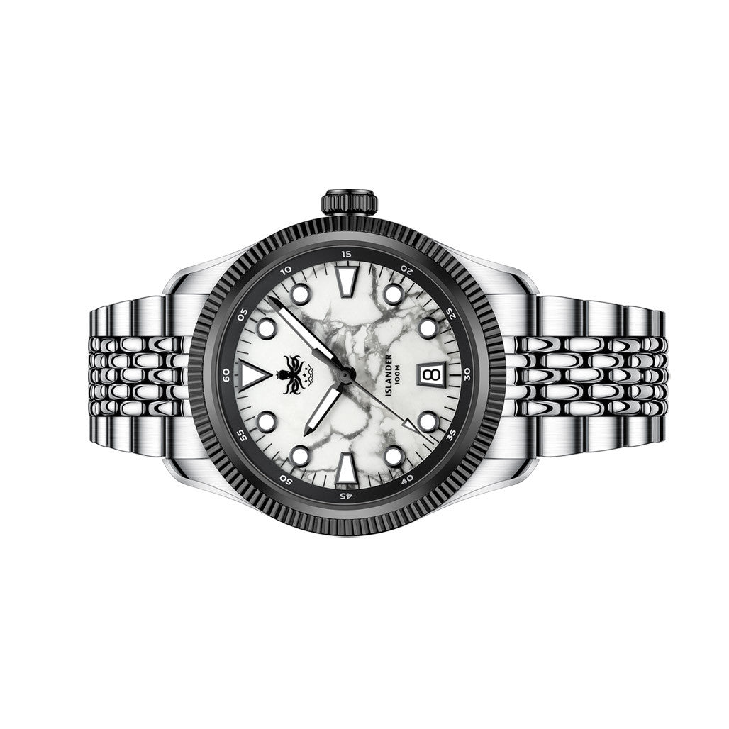 PHOIBOS x ISLANDER Delphinus White Turquoise Dial Watch #PY066