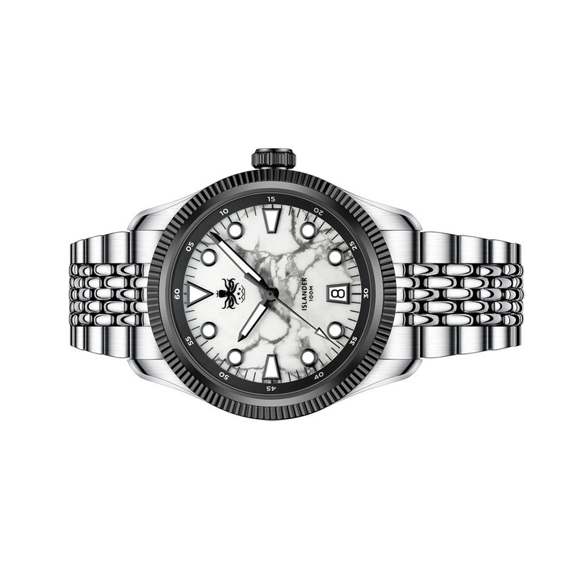 PHOIBOS x ISLANDER Delphinus White Turquoise Dial Watch #PY066-LIW11