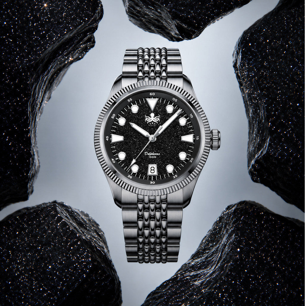 Phoibos Delphinus Automatic Watch with Black Aventurine Dial