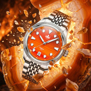 Phoibos Delphinus Automatic Watch with Orange Agate Dial #PY066F