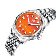 Phoibos Delphinus Automatic Watch with Orange Agate Dial #PY066F