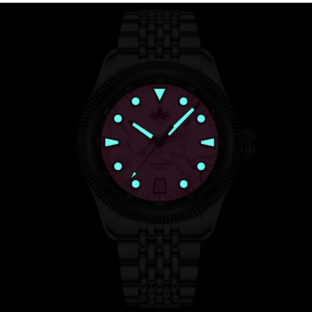 Phoibos Delphinus Automatic Watch with Orange Agate Dial #PY066F