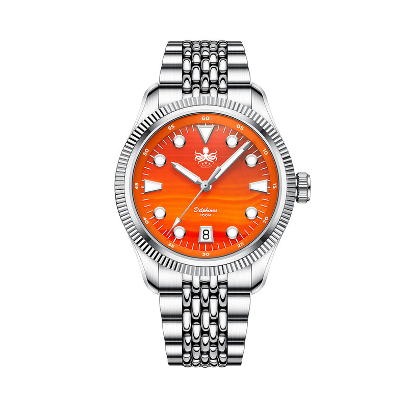 Phoibos Delphinus Automatic Watch with Orange Agate Dial #PY066F