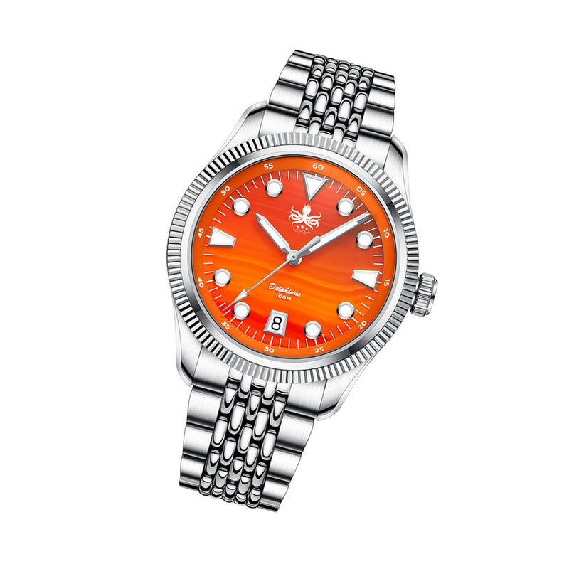 Phoibos Delphinus Automatic Watch with Orange Agate Dial #PY066F