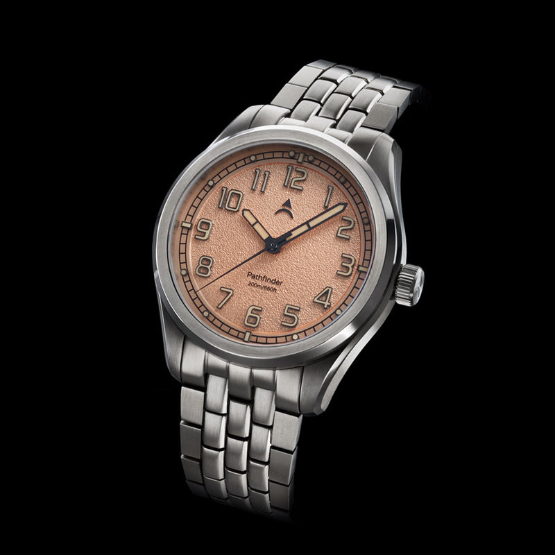 Axios Pathfinder 200M with Salmon Dial Tilted View