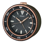 Seiko Mai Desktop Alarm Clock in Metallic Black and Gold #QHE184TLH