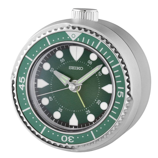 時計 ARIMA Seiko Mai Modern Rotating Bezel Alarm Clock in Green #QHE207ALH