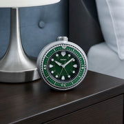 Seiko Mai Modern Rotating Bezel Alarm Clock in Green #QHE207ALH