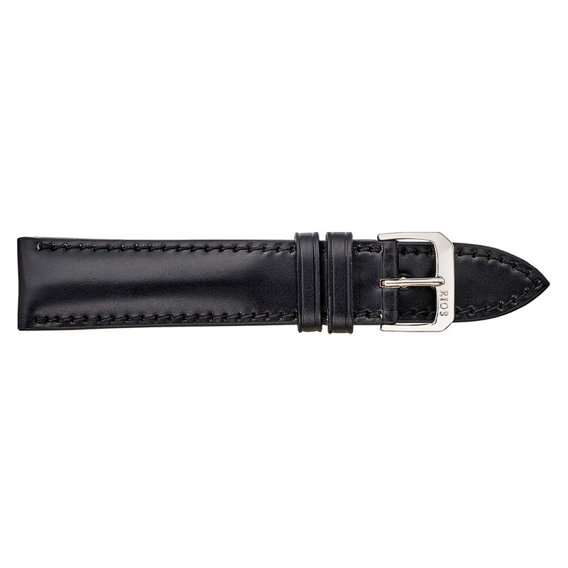 RIOS1931 CHICAGO Genuine Shell Cordovan Black Leather Watch Strap #R198-101 side