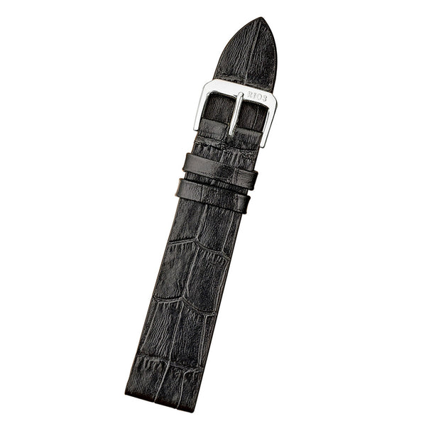 RIOS1931 MIAMI Genuine Calf Leather Black Watch Strap #R35-101 tilt