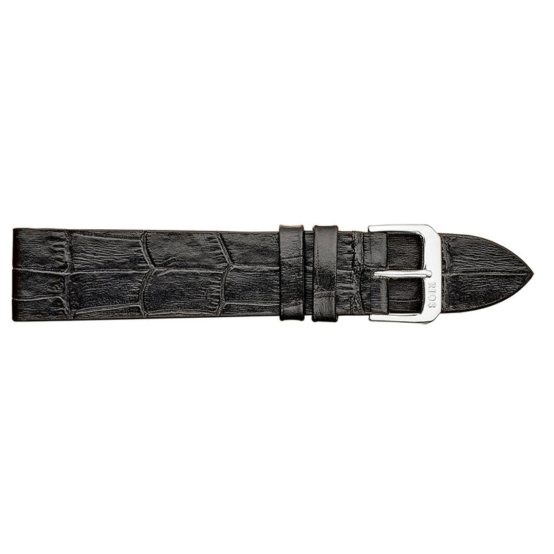 RIOS1931 MIAMI Genuine Calf Leather Black Watch Strap #R35-101 side
