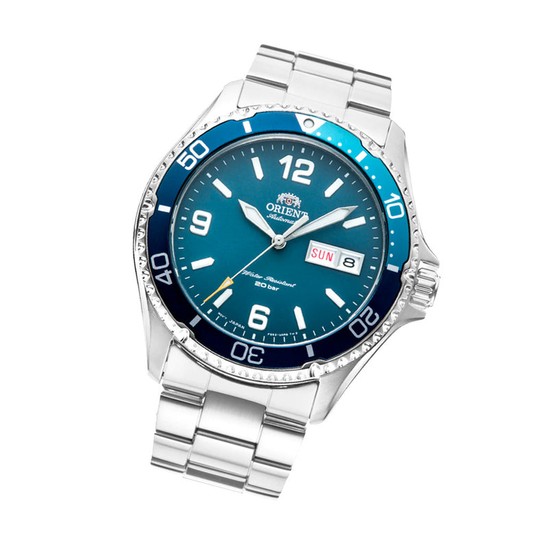 Orient Mako 3 Automatic Dive Watch with Blue Dial #RA-AA0818L19B tilt