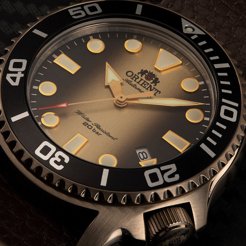 Orient Limited Edition Rose Goldtone Automatic Dive #RA-AC0K05G00B dial zoom