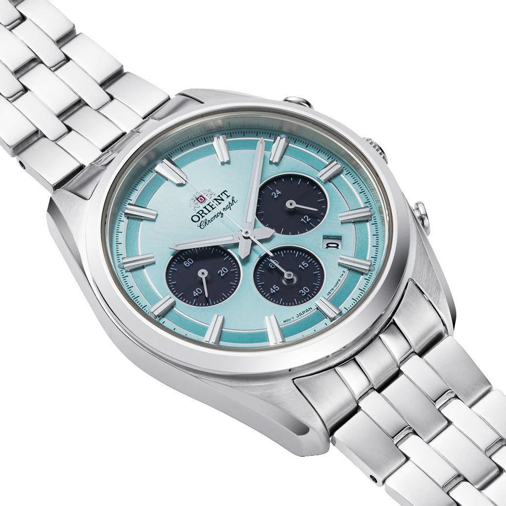 Orient TX03 Solar Quartz Chronograph Diver Watch with Ice Blue