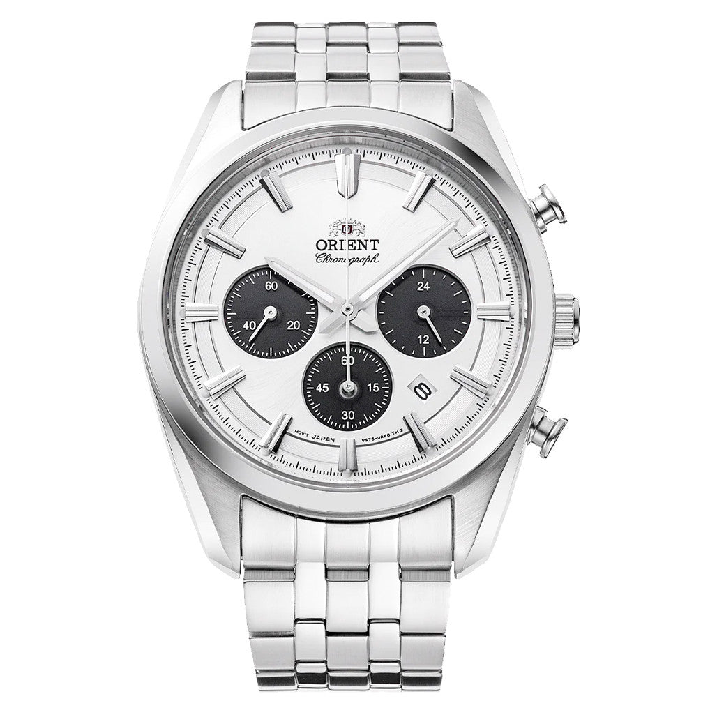 Orient TX03 Solar Quartz Chronograph Diver Watch with White Dial