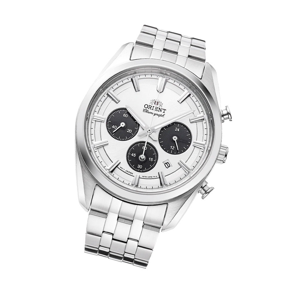 サテラ Orient TX03 Solar Quartz Chronograph Diver Watch with White Dial
