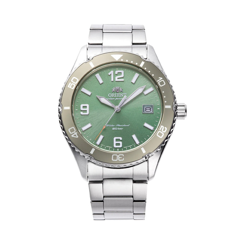 Orient Solar Quartz Diver Watch with Green Sunburst Dial #RA-WJ0001E10B