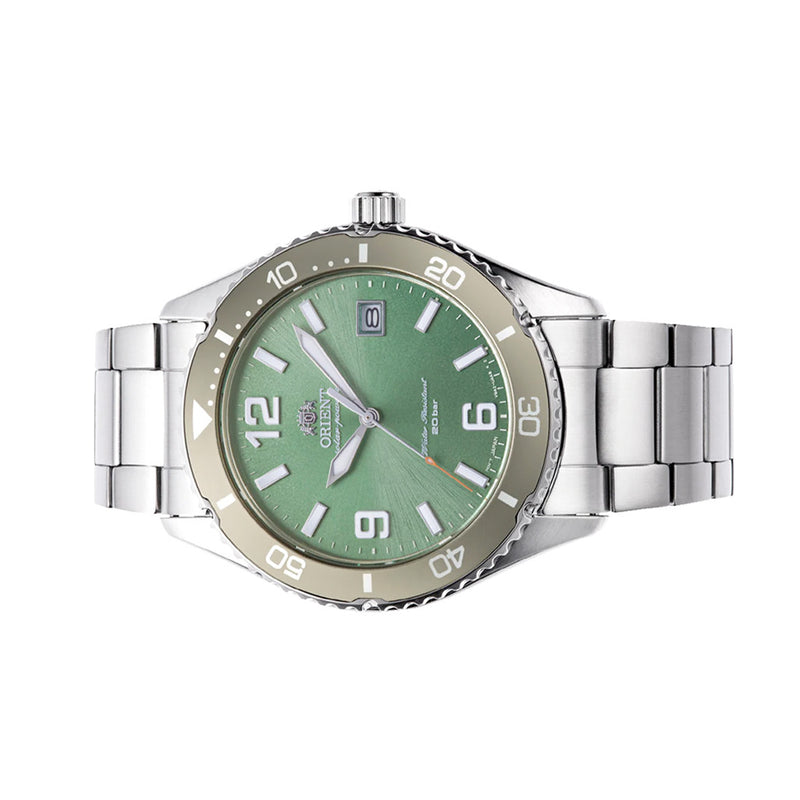 Orient Solar Quartz Diver Watch with Green Sunburst Dial #RA-WJ0001E10B