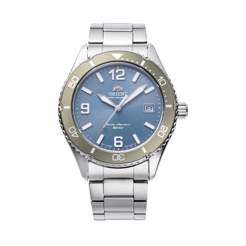 Orient Solar Quartz Diver Watch with Blue Sunburst Dial #RA