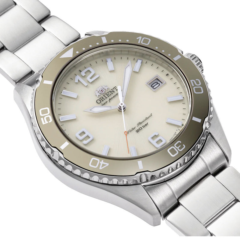 Orient Solar Quartz Diver Watch with Ivory Sunburst Dial #RA-WJ0003S10B