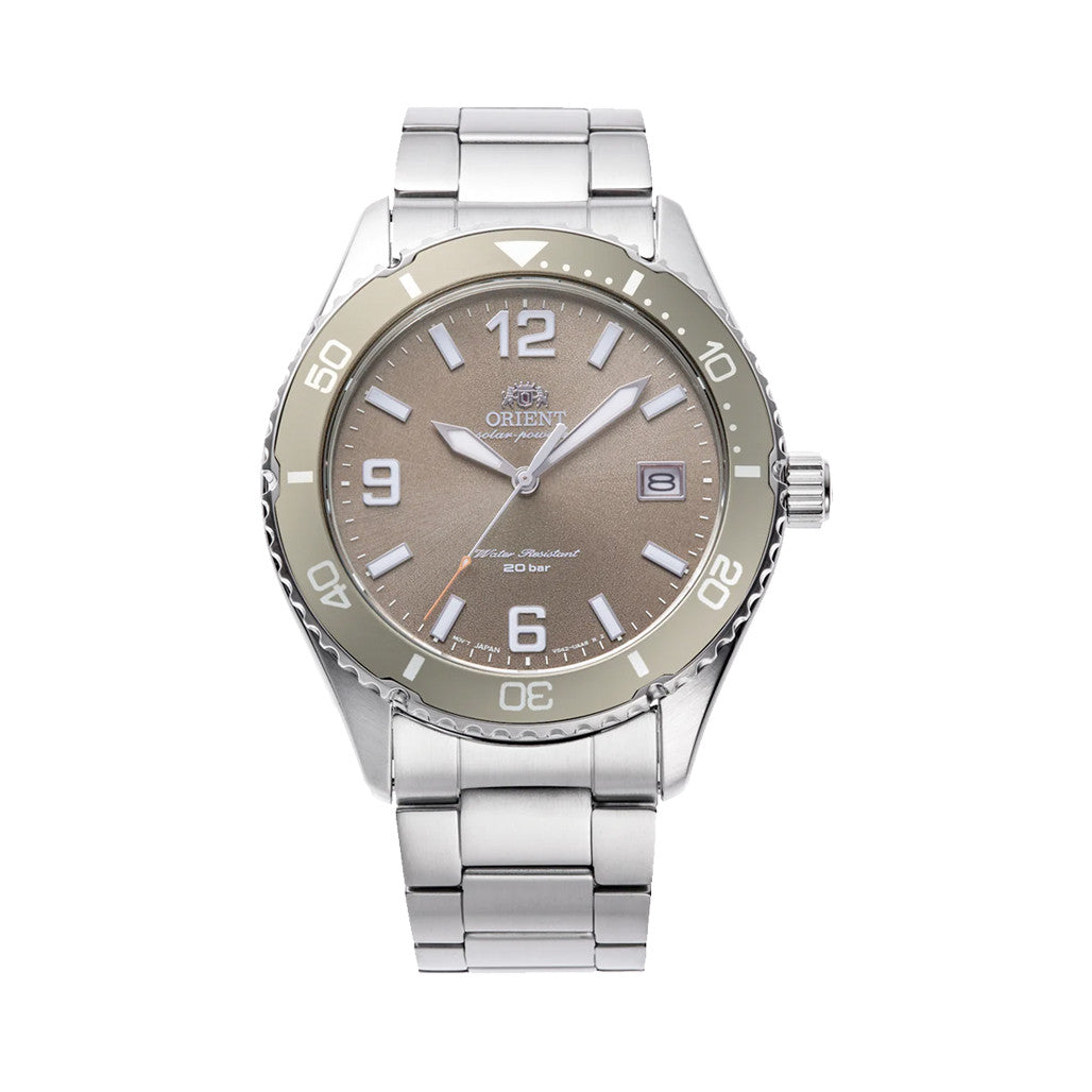 Orient Solar Quartz Diver Watch with Brown Sunburst Dial #RA