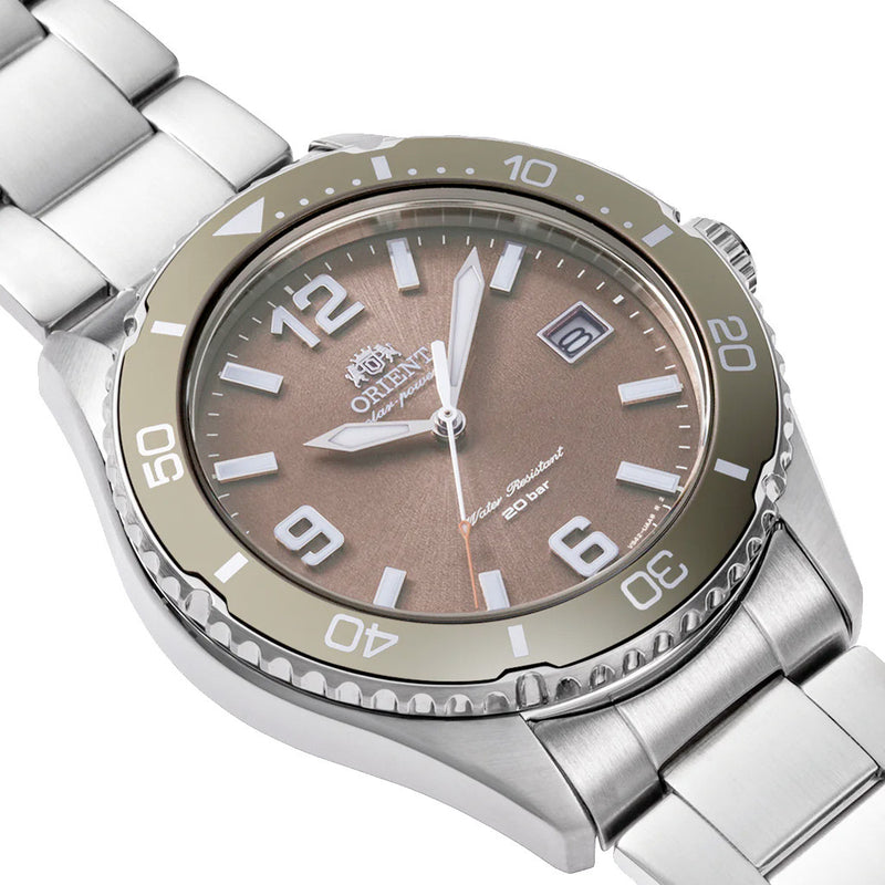 Orient Solar Quartz Diver Watch with Brown Sunburst Dial #RA-WJ0004Y10B
