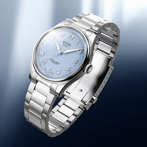 KUOE Royal Smith 90-006 Blue Dial Watch with Breguet Numerals #RS90006BG-SV-BL