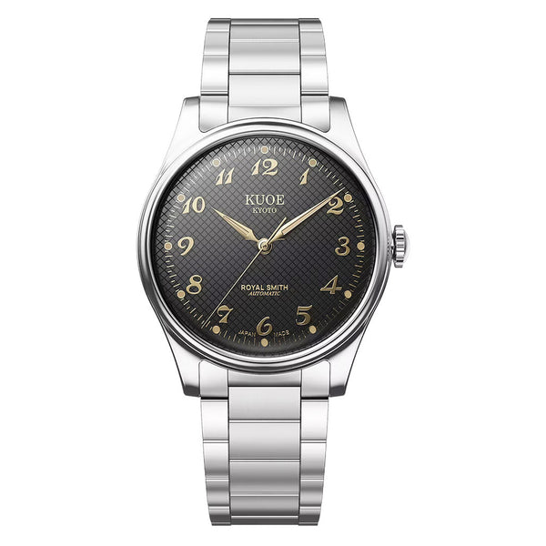 KUOE Royal Smith 90-006 Black Dial Watch with Breguet Numerals #RS90006BG-SV-BK
