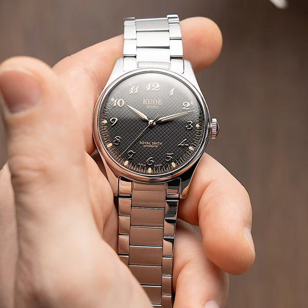 KUOE Royal Smith 90-006 Black Dial Watch with Breguet Numerals #RS90006BG-SV-BK