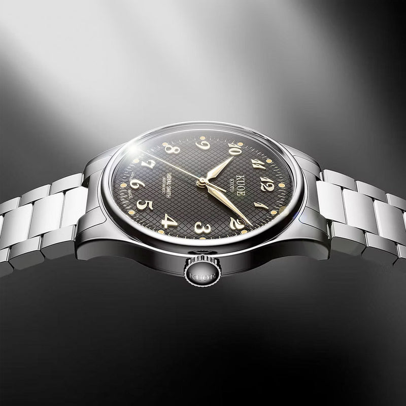 KUOE Royal Smith 90-006 Black Dial Watch with Breguet Numerals #RS90006BG-SV-BK
