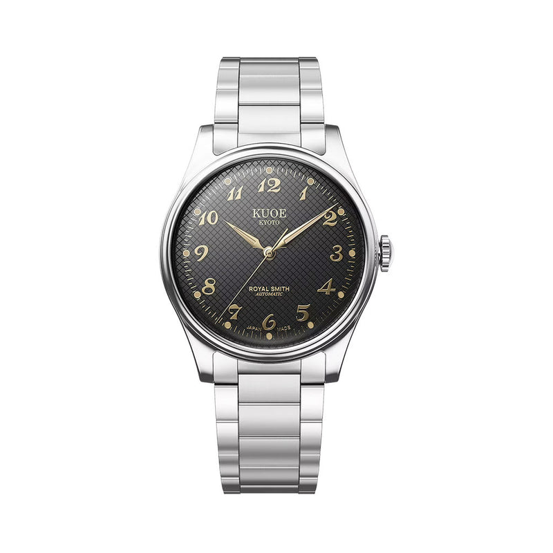 KUOE Royal Smith 90-006 Black Dial Watch with Breguet Numerals #RS90006BG-SV-BK