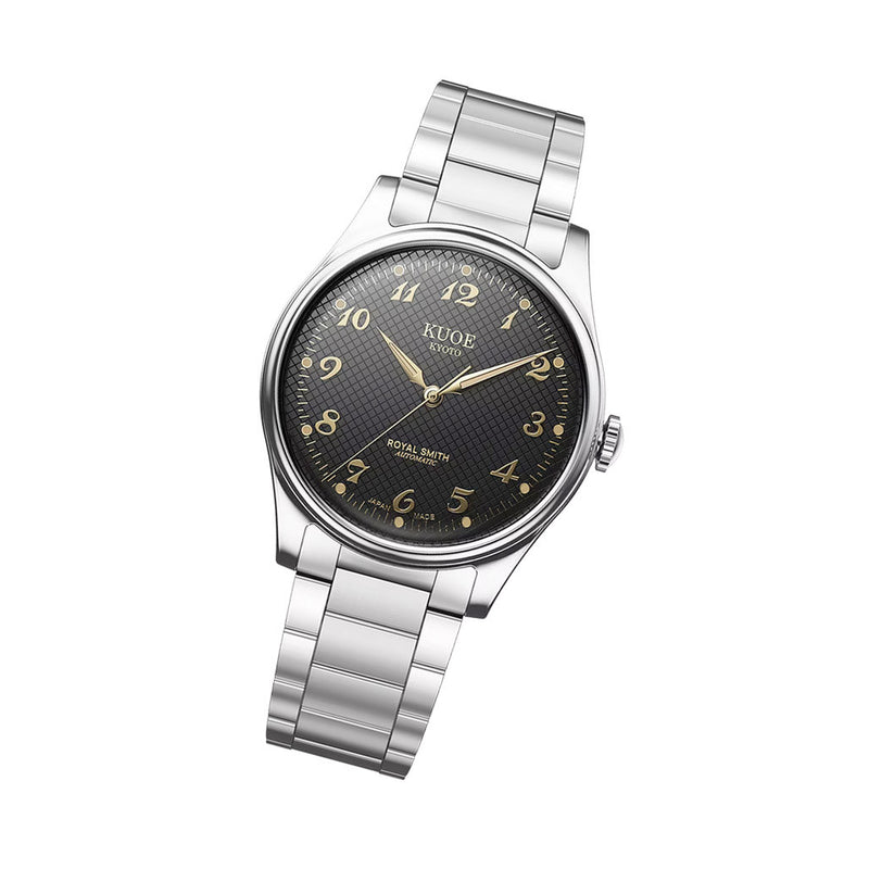 KUOE Royal Smith 90-006 Black Dial Watch with Breguet Numerals #RS90006BG-SV-BK