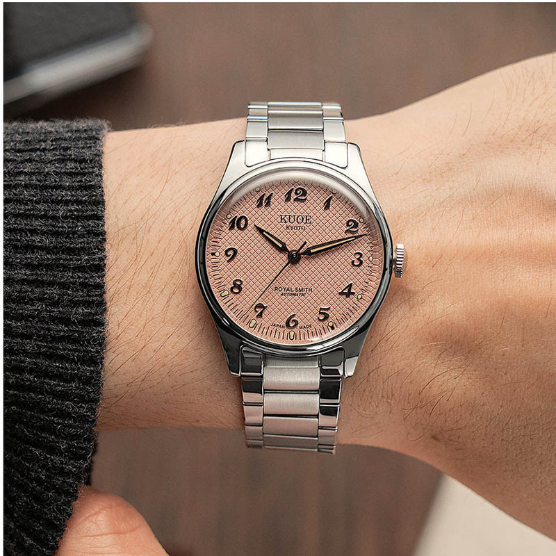 KUOE Royal Smith 90-006 Pink Dial Watch with Breguet Numerals #RS90006BG-SV-PK
