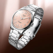 KUOE Royal Smith 90-006 Pink Dial Watch with Breguet Numerals #RS90006BG-SV-PK