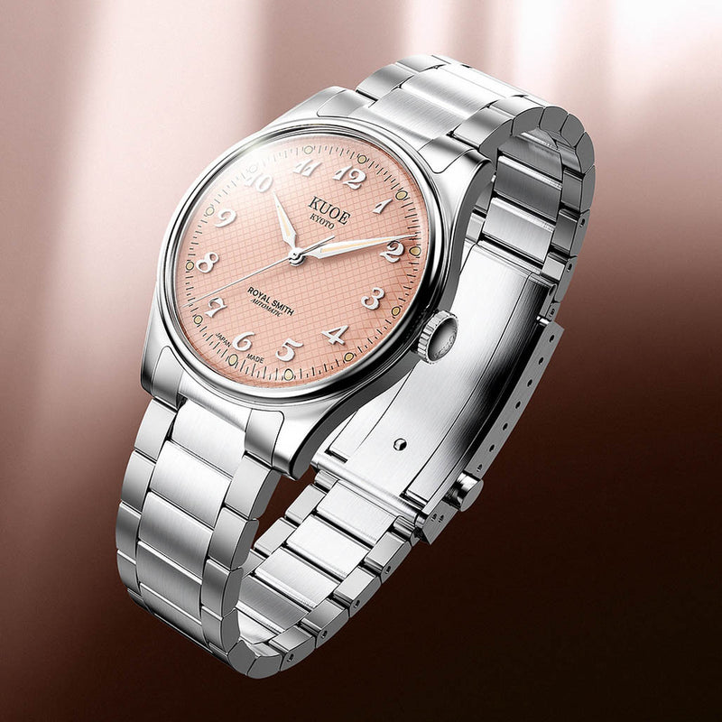 KUOE Royal Smith 90-006 Pink Dial Watch with Breguet Numerals #RS90006BG-SV-PK