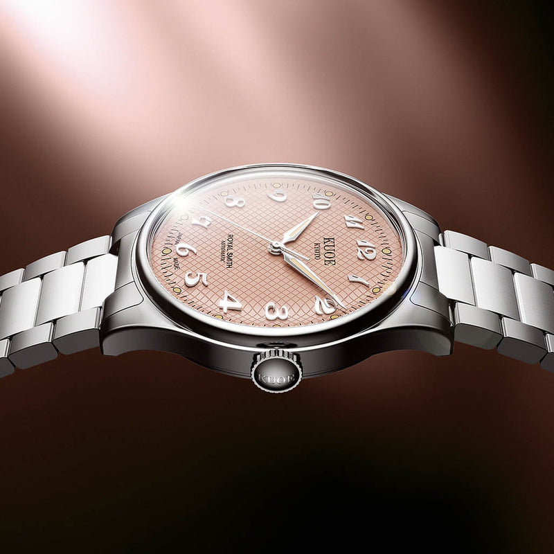 KUOE Royal Smith 90-006 Pink Dial Watch with Breguet Numerals #RS90006BG-SV-PK