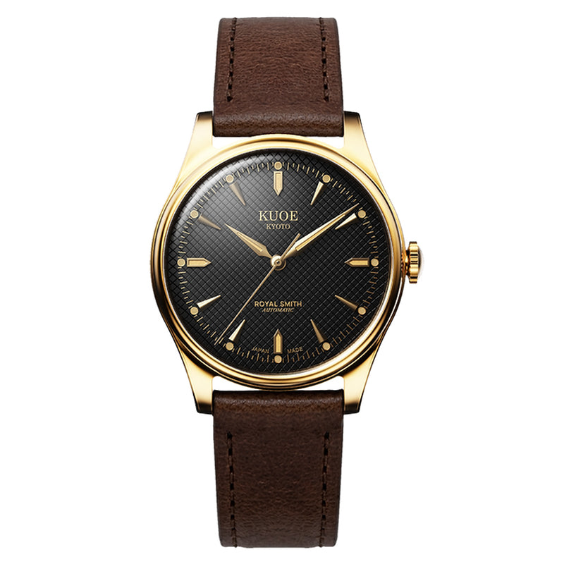 KUOE Royal Smith 90-006 Automatic 35mm Watch with Black Dial #RS90006C-GD-BK-IT-DBR