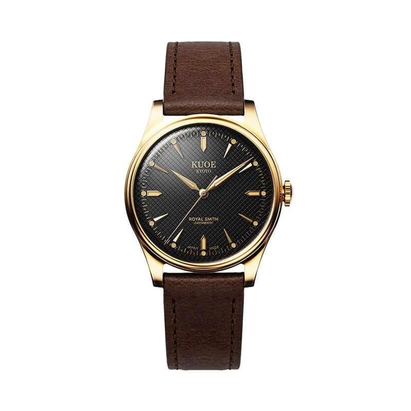 KUOE Royal Smith 90-006 Automatic 35mm Watch with Black Dial #RS90006C-GD-BK-IT-DBR
