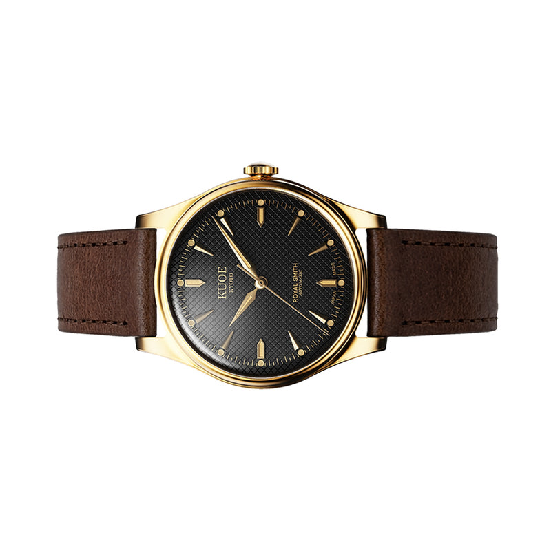 KUOE Royal Smith 90-006 Automatic 35mm Watch with Black Dial #RS90006C-GD-BK-IT-DBR