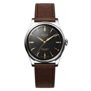 KUOE Royal Smith 90-006 Automatic 35mm Watch with Black Dial #RS90006C-SV-BK-IT-DBR