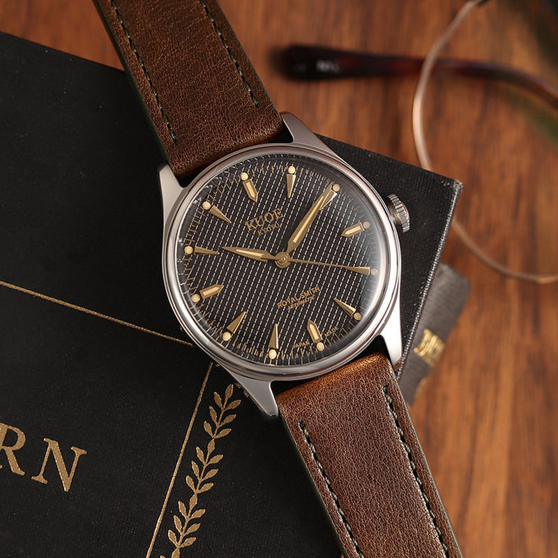 KUOE Royal Smith 90-006 Automatic 35mm Watch with Black Dial #RS90006C-SV-BK-IT-DBR