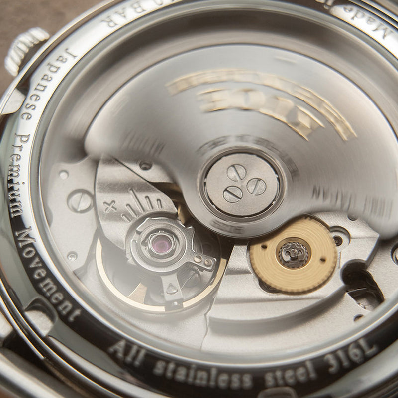 KUOE Royal Smith 90-006 Automatic 35mm Watch with Black Dial #RS90006C-SV-BK-IT-DBR
