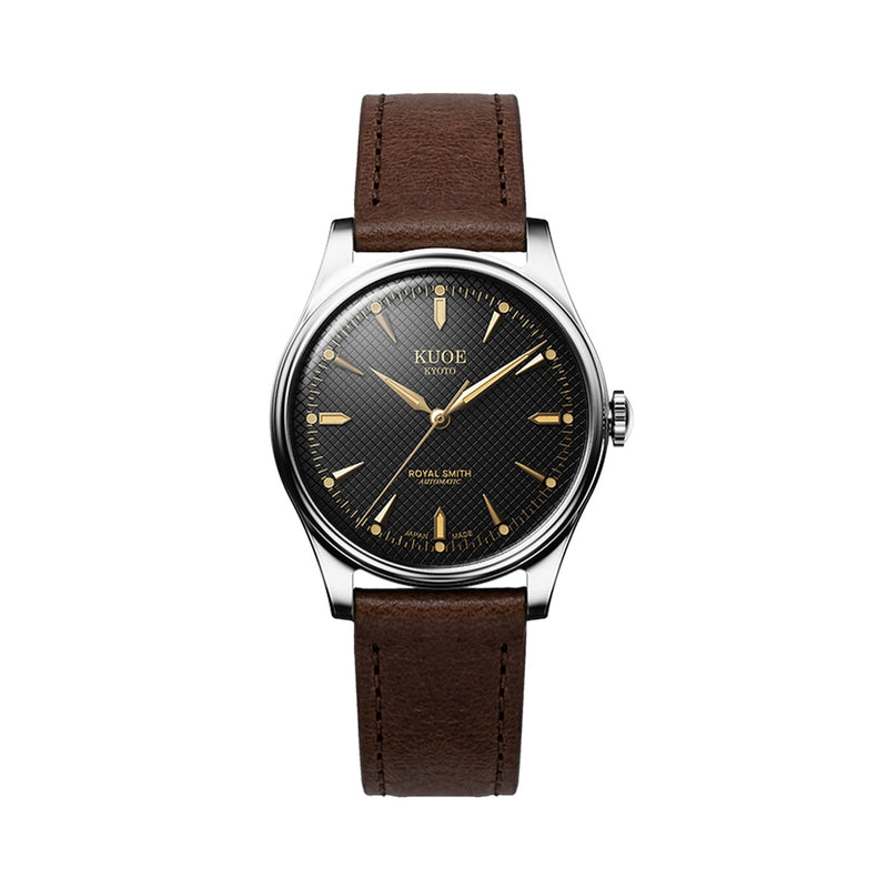 KUOE Royal Smith 90-006 Automatic 35mm Watch with Black Dial #RS90006C-SV-BK-IT-DBR