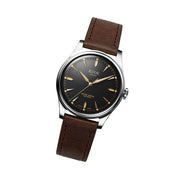 KUOE Royal Smith 90-006 Automatic 35mm Watch with Black Dial #RS90006C-SV-BK-IT-DBR