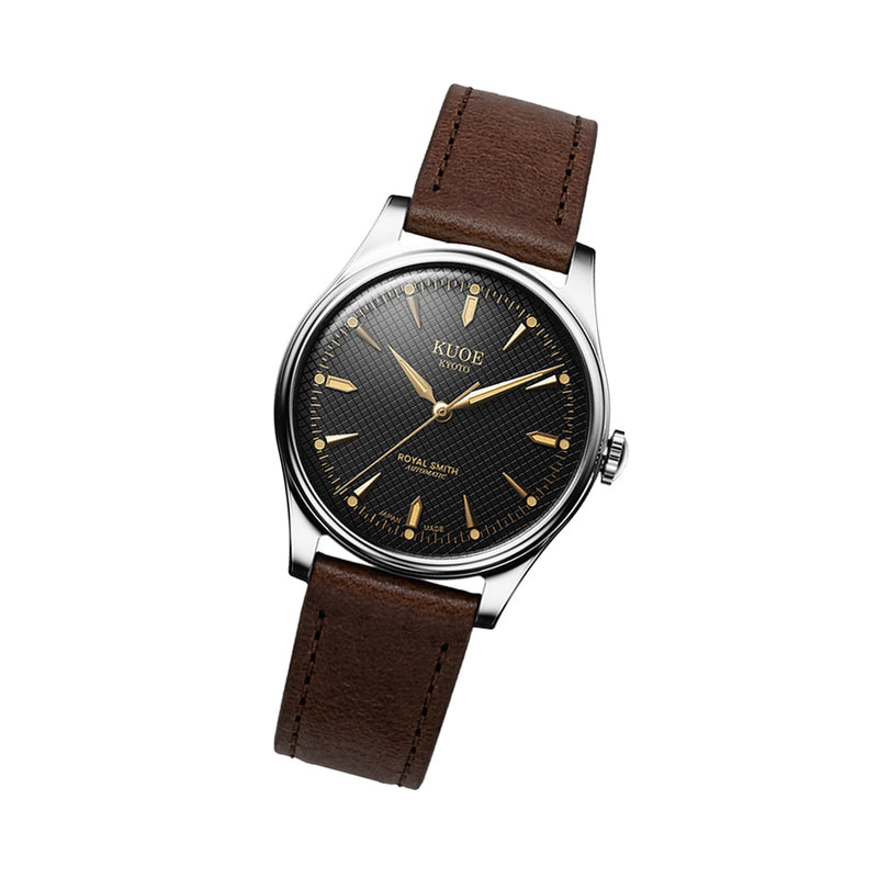 KUOE Royal Smith 90-006 Automatic 35mm Watch with Black Dial #RS90006C-SV-BK-IT-DBR