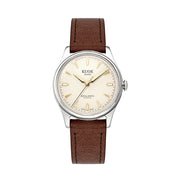 KUOE Royal Smith 90-006 Automatic 35mm Watch with Ivory Dial #RS90006C-SV-IV-DBR-SA